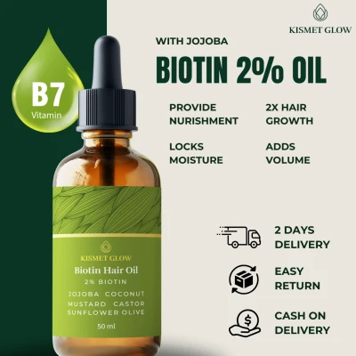 Biotin 2% Hair Oil | Jojoba, Castor, Olive, Mustard | 50 ml